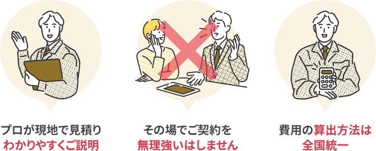 わかりやすくご説明・その場でご契約をセールスすることはありません：算出方法は全国統一