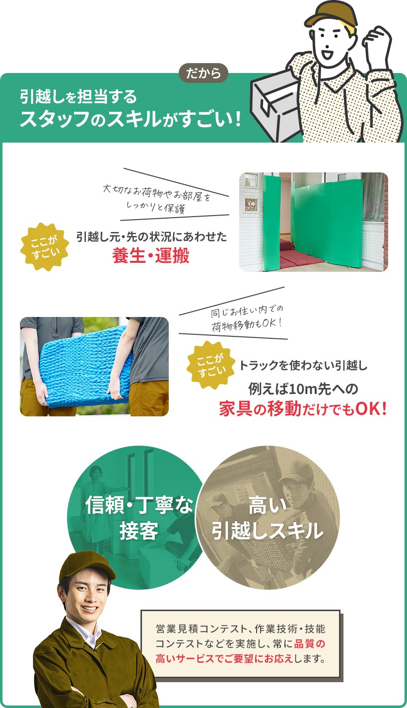 引越しを担当するスタッフのスキルがすごい！